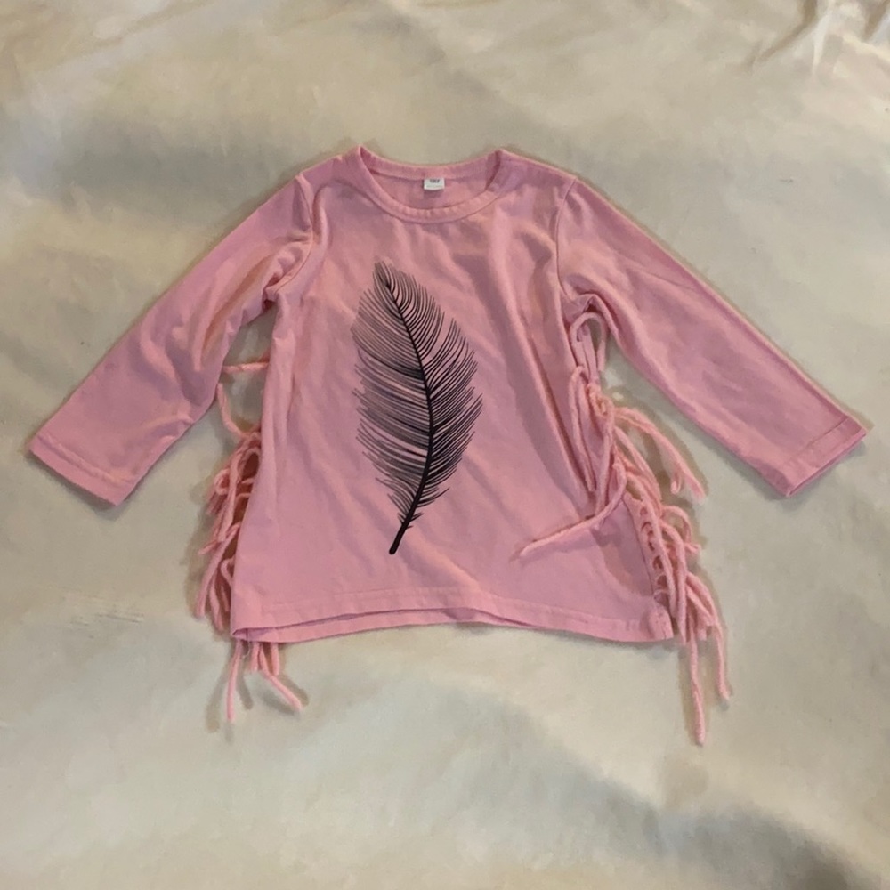 Pink feather long sleeve top